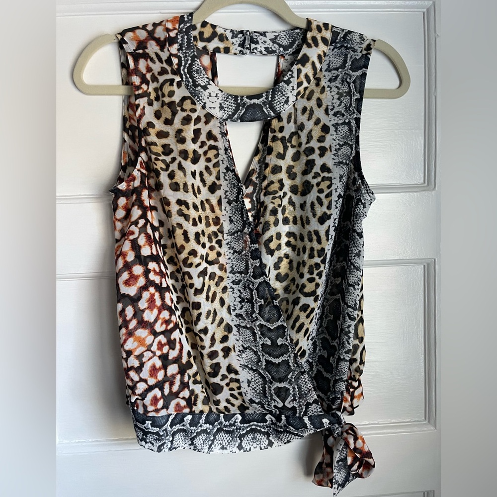 Express Animal Print Sleeveless Blouse